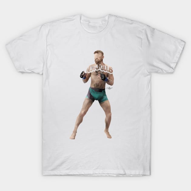 Conor McGregor Typography Design of Him In His Uniform Getting Ready to Fight. The Notorious Irish Mixed Martial Artist T-Shirt by grantedesigns